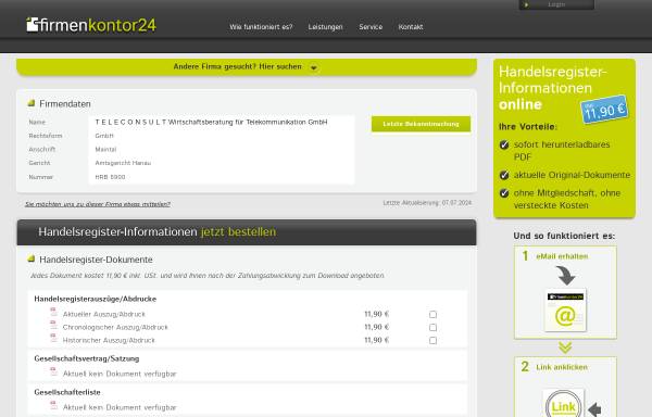 Vorschau von www.teleconsult-gmbh.de, Wirtschaftsberatung für Telekommunikation GmbH