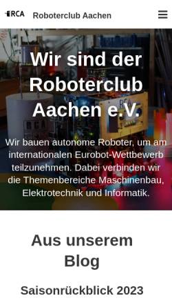 Vorschau der mobilen Webseite www.roboterclub.rwth-aachen.de, Roboterclub Aachen e.V.