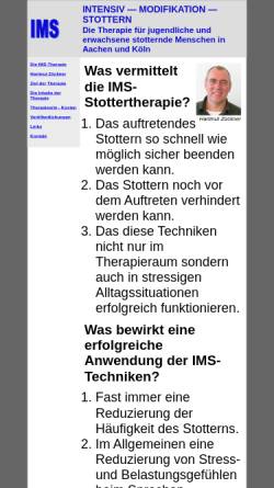 Vorschau der mobilen Webseite www.stottermodifikation.de, Intensiv-Modifikation Stottern (IMS)