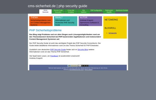 Vorschau von www.cms-sicherheit.de, Blog rund um PHP-Sicherheit