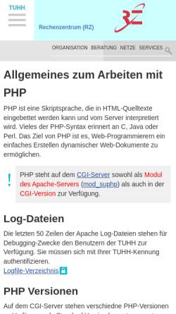 Vorschau der mobilen Webseite cgi.tu-harburg.de, Einführung in PHP