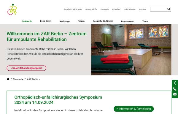 Vorschau von www.zar-berlin.de, Zentrum für ambulante Rehabilitation - ZaR