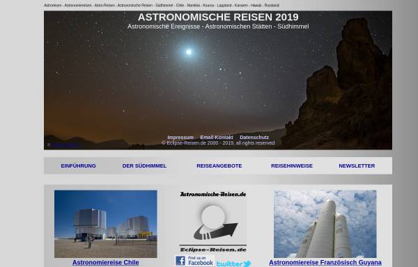 Vorschau von www.astronomische-reisen.de, Astronomische-Reisen.de