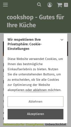 Vorschau der mobilen Webseite www.cookhouse.de, Cookshop, Manfred Bierhals