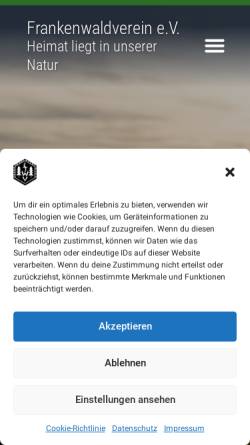 Vorschau der mobilen Webseite frankenwaldverein.de, Frankenwaldverein
