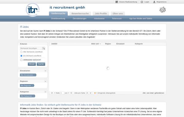 Vorschau von www.workfinder.ch, IT Recruitment GmbH