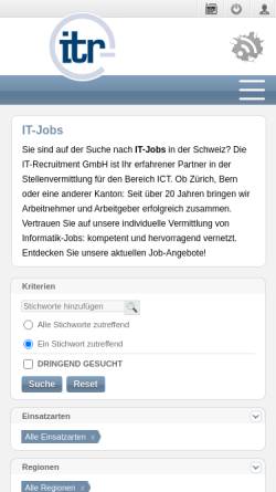 Vorschau der mobilen Webseite www.workfinder.ch, IT Recruitment GmbH