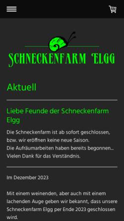 Vorschau der mobilen Webseite www.schneckenfarm.ch, Schneckenfarm Elgg