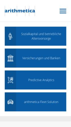 Vorschau der mobilen Webseite www.arithmetica.at, Arithmetica Versicherungs- und finanzmathematische Beratungs-GmbH