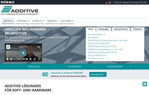Vorschau von www.additive-net.de, ADDITIVE Soft und Hardware für Technik und Wissenschaft GmbH