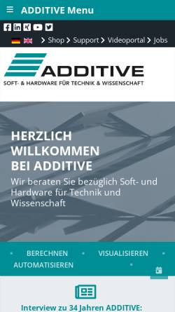 Vorschau der mobilen Webseite www.additive-net.de, ADDITIVE Soft und Hardware für Technik und Wissenschaft GmbH