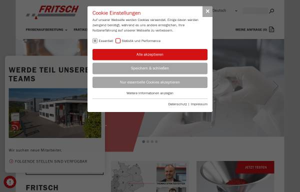 Vorschau von www.fritsch.de, Fritsch GmbH Laborgerätebau
