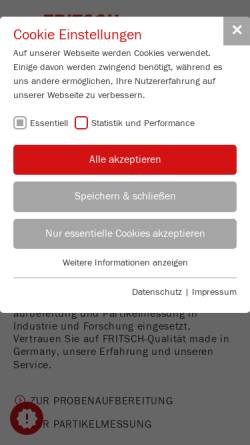 Vorschau der mobilen Webseite www.fritsch.de, Fritsch GmbH Laborgerätebau