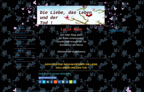 Vorschau von lyrik-home.jimdo.com, Die Liebe, das Leben und der Tod