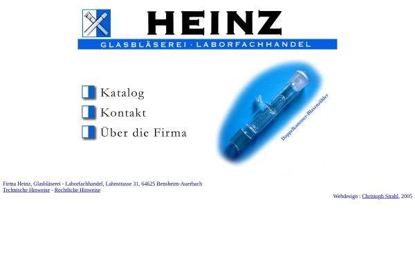 Vorschau von www.glasblaeserei-heinz.de, Heinz Glasbläserei - Laborfachhandel