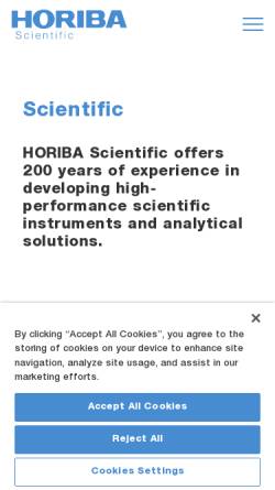 Vorschau der mobilen Webseite www.horiba.com, Horiba Jobin Yvon GmbH