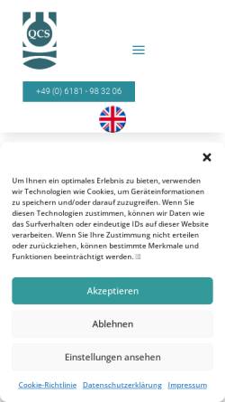 Vorschau der mobilen Webseite quarzglas-qcs.de, QCS Quarzglas Komponenten und Service GmbH
