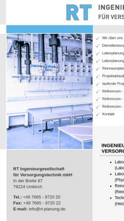 Vorschau der mobilen Webseite www.rt-planung.de, RT Ingenieurgesellschaft für Versorgungstechnik mbH
