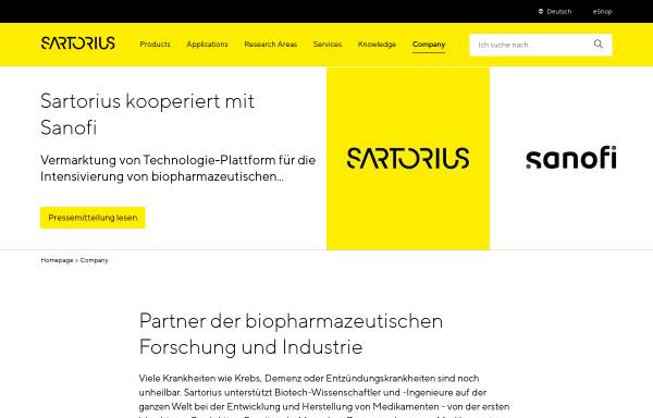 Vorschau von www.sartorius.de, Sartorius AG