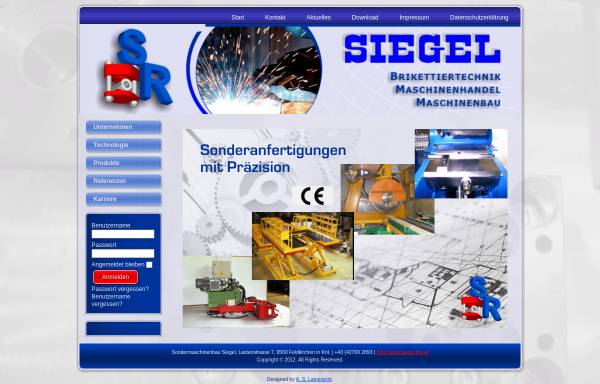 Vorschau von www.siegel-mb.at, Sondermaschinenbau und Brikettiertechnik Siegel, Inh. Rudolf Siegel