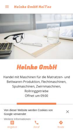 Vorschau der mobilen Webseite heinke-gmbh-heitec.business.site, Heinke GmbH HeiTec