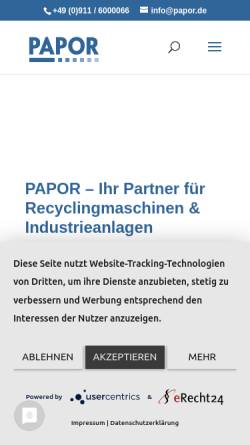 Vorschau der mobilen Webseite papor.de, Papor, Inh. Paul Poraniewski