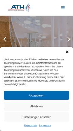 Vorschau der mobilen Webseite ath-aufzuege.de, ATH GmbH & Co. KG - Aufzugs-Technik Heilbronn