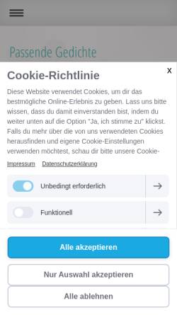 Vorschau der mobilen Webseite www.passende-gedichte-finden.de, Passende Gedichte finden