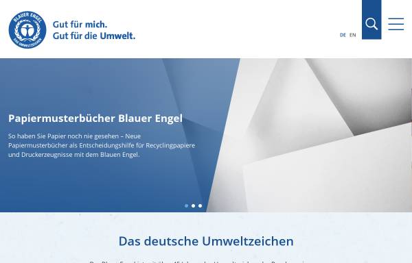 Vorschau von www.blauer-engel.de, Umweltzeichen Blauer Engel