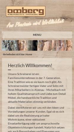 Vorschau der mobilen Webseite schreinerei-amberg.de, Amberg Möbelwerkstätte und Schreinerei