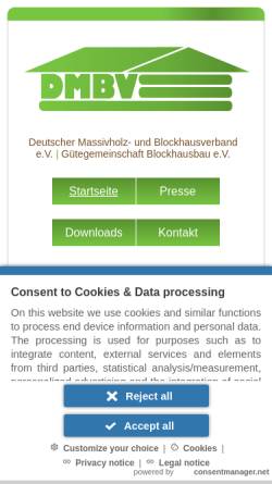 Vorschau der mobilen Webseite www.blockhausverband.de, DMBV.de - Deutscher Massivholz- und Blockhausverband e.V.