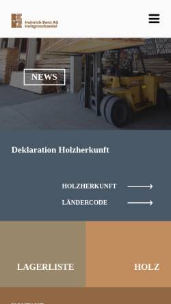 Vorschau der mobilen Webseite www.holz-benz.ch, Heinrich Benz AG