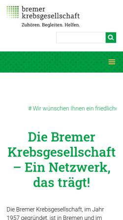 Vorschau der mobilen Webseite www.krebs-bremen.de, Bremer Krebsgesellschaft e.V.