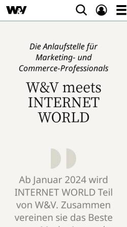 Vorschau der mobilen Webseite www.internetworld.de, Internetworld