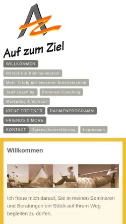 Vorschau der mobilen Webseite www.aufzumziel.at, Auf zum Ziel - Irene Pfitzner