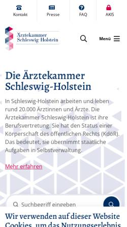 Vorschau der mobilen Webseite www.aeksh.de, Ärztekammer Schleswig-Holstein
