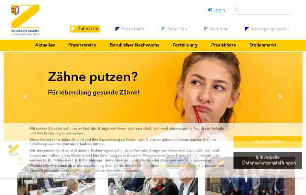 Vorschau von www.zahnaerztekammer-sh.de, Gesundheitstipps der Zahnärztekammer Schleswig-Holstein