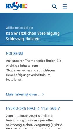 Vorschau der mobilen Webseite www.kvsh.de, KVSH - Kassenärztliche Vereinigung Schleswig-Holstein