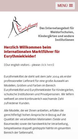 Vorschau der mobilen Webseite eurythmiekittel.de, Galantum UG ( haftungsbeschränkt )