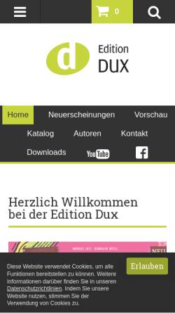 Vorschau der mobilen Webseite www.dux-verlag.de, Edition Dux