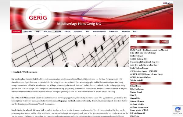 Vorschau von www.gerig.de, Musikverlage Hans Gerig KG