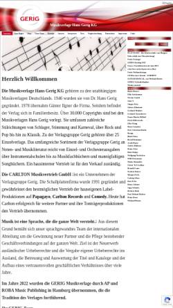 Vorschau der mobilen Webseite www.gerig.de, Musikverlage Hans Gerig KG