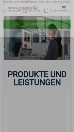 Vorschau der mobilen Webseite www.huberverlag.de, PresseBox - Huber Verlag für Neue Medien GmbH