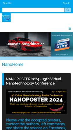 Vorschau der mobilen Webseite www.nanopaprika.eu, The International NanoScience Community