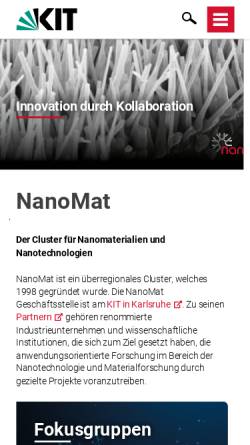 Vorschau der mobilen Webseite www.nanomat.de, Nanomaterialien