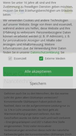 Vorschau der mobilen Webseite www.nanoproducts.de, nanoproducts.de - Nanotechnologie Informationsportal und Datenbank