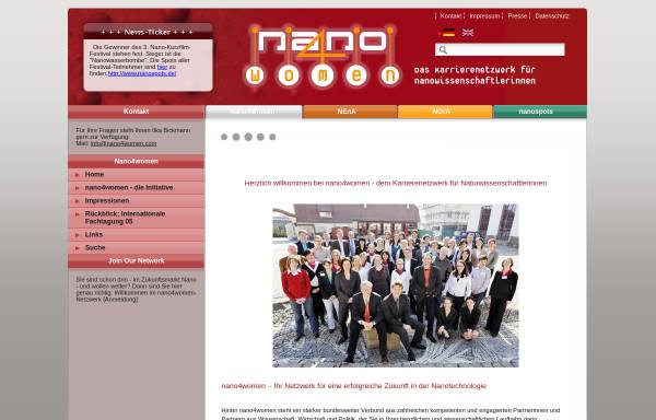 Vorschau von www.nano-4-women.de, Netzwerk - nano4women