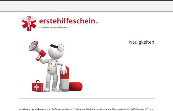 Vorschau von www.erstehilfeschein.de, Allgemeine Sanitätshilfe Franken e.V.