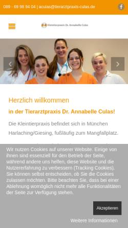Vorschau der mobilen Webseite www.tierarztpraxis-culas.de, Dr. med. vet. Annabelle Culas