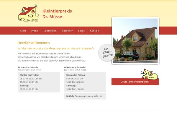 Vorschau von www.kleintierpraxis-burgdorf.de, Kleintierpraxis Dr. Müsse